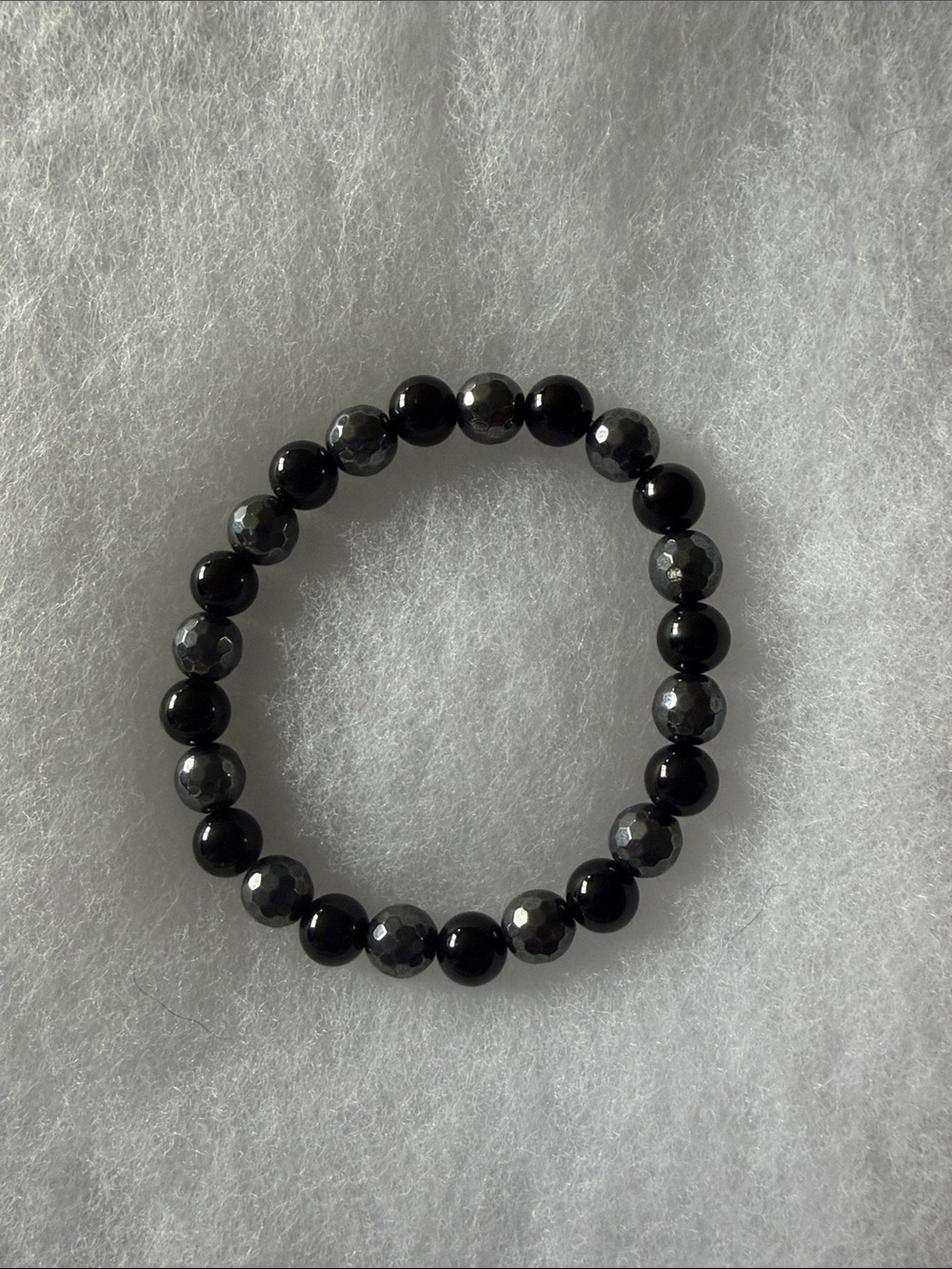 Black Hematite and Onyx Beaded Stretch Bracelet